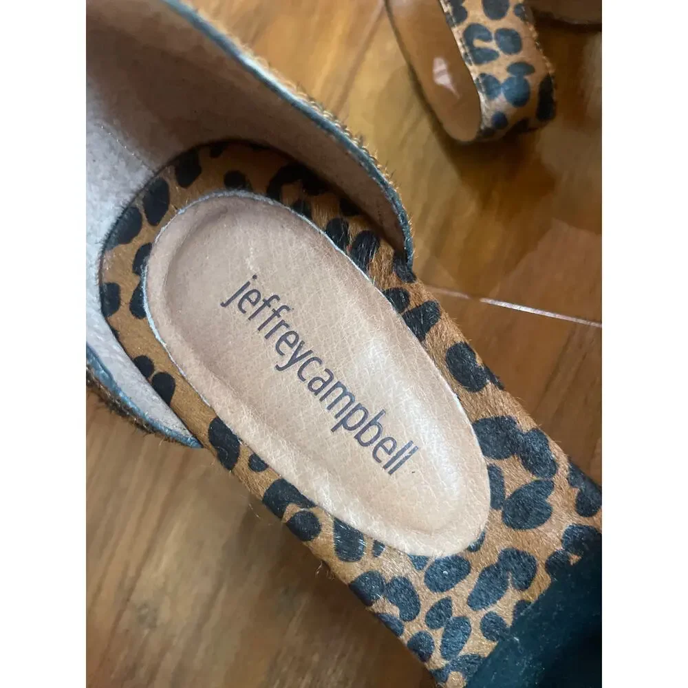 Anthropologie JEFFREY CAMPBELL Purdy Animal Print Chunky Heel Sandals Shoe 8